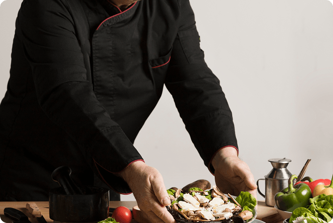 Chef plating traditional food